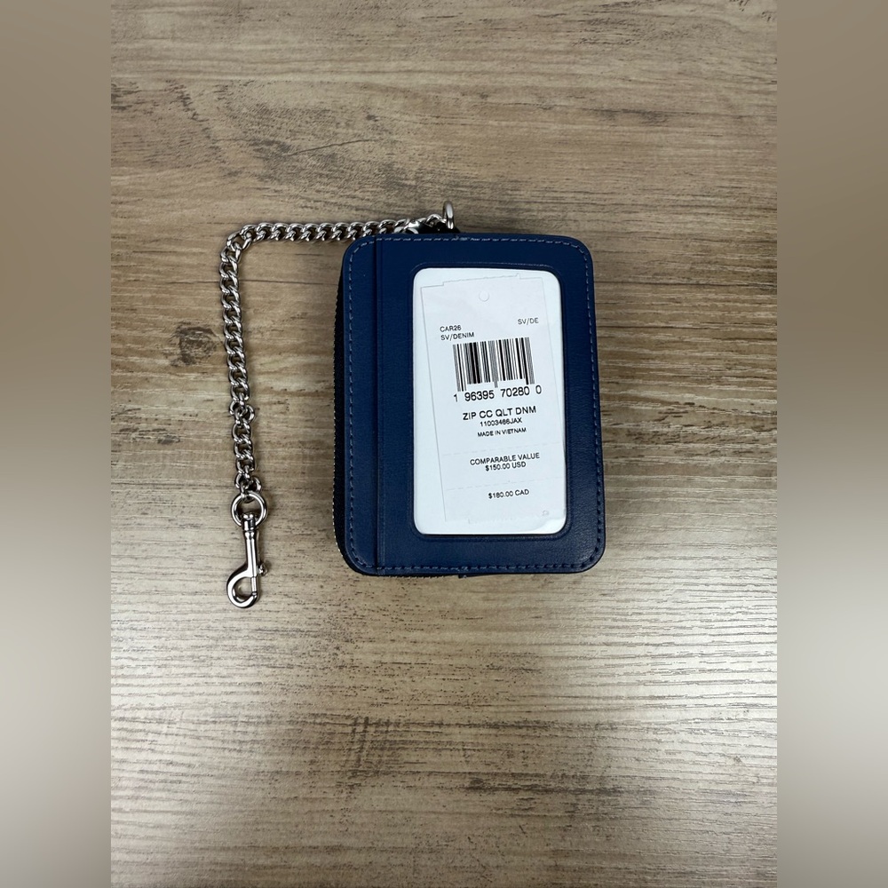 NWT Coach Zip Card CaseWith Quilting CAR26 Denim Price Is Firm - Picture 2 of 3